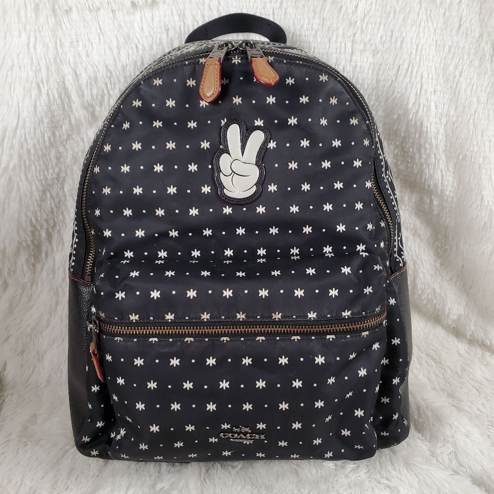 Coach x Disney Mickey White Glove Charlie Bandana Backpack Limited Edition HTF